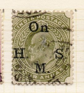 India Ed VII 1902-09 Early Issue Fine Used 4a. Optd HMS 189799