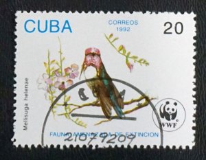 CUBA Sc# 3430 WWF HUMMINGBIRDS World Wildlife BIRDS  20c 1992 used cto