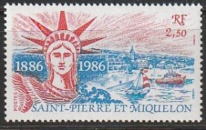 1986 St. Pierre and Miquelon - Sc 477 - MH VF - 1 single - Statue of Liberty