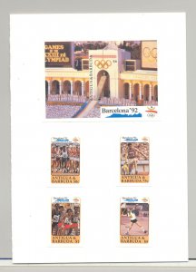 Antigua #1329-1333 Olympics 4v & 1v S/S Imperf Proofs in Folder