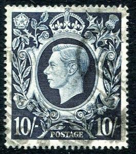 1939-48 10/- Dark Blue Sg 478 GOOD to FINE USED V83948