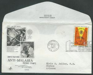 United Nations Scott 102 Art Craft FDC Anti-Malaria