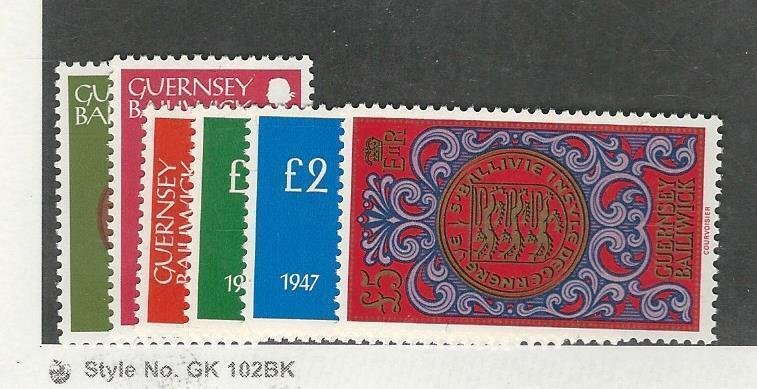 Guernsey, Postage Stamp, #199-203 Mint NH, 1980-81 Coins on Stamps