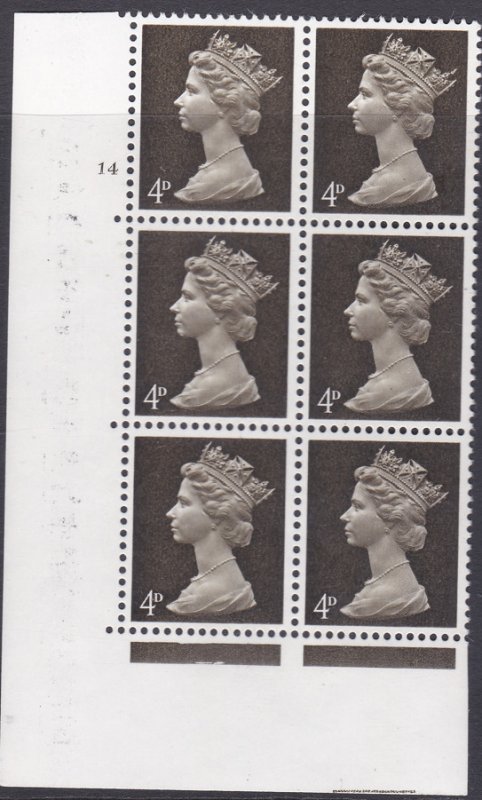 PVA 4d Pre-decimal Machin CB head B Perf  A 14 No Dot U/M
