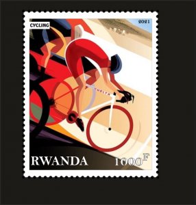 Stamps.Sports Cycling, Rwanda 2022 year , 1 stamps perforated
