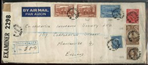 ?$1.50 TransAtlantic Airmail rate x 5,+Reg fee 10c 1942 to ENGLAND cover Canada