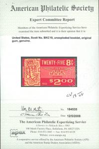 U.S. #BKC19 MINT Booklet with APS Cert