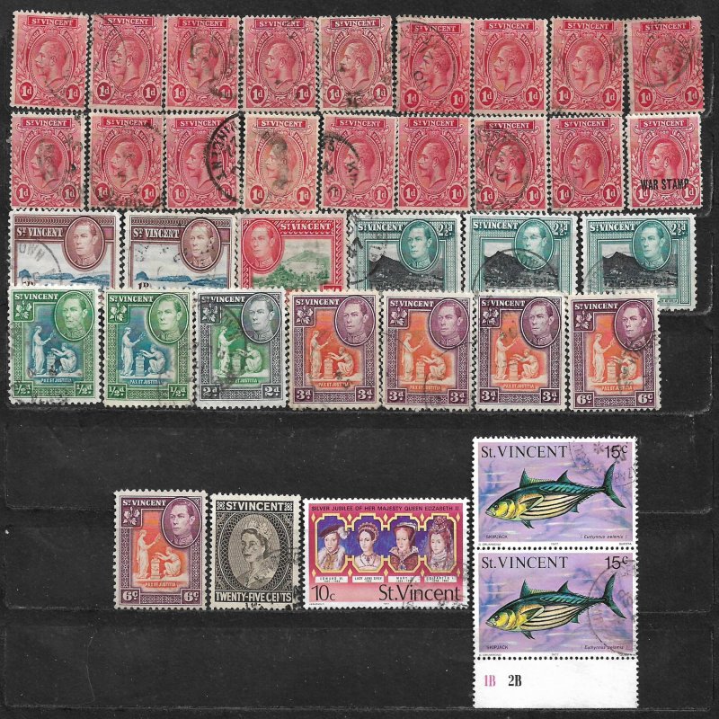 COLLECTION LOT OF 36 SAINT VINCENT 1913+ STAMPS CLEARANCE