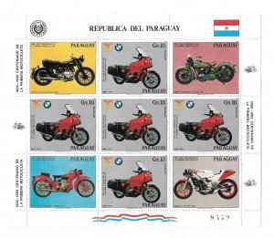 Paraguay 1984 Motorcycles Cent BMW Sheet Sc C582 MNH C17