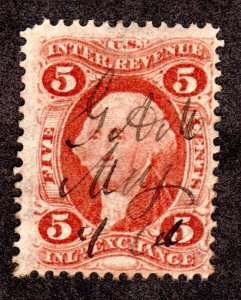 Revenue Stamp, Scott # R27c,  5c Int. Exchange . Lot 2220351 -09