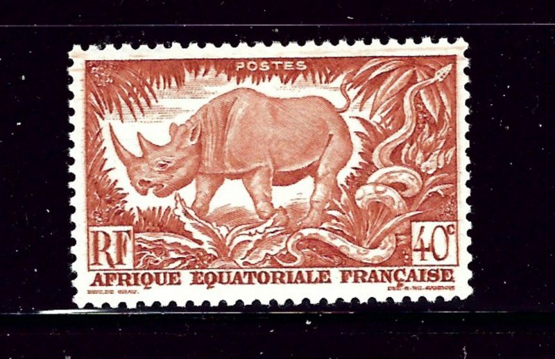 French Equatorial Africa 168 MLH 1946 Rhinocerous    (P76)