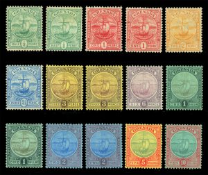 British Colonies - GRENADA 1906-11 Columbus Flagship  set Scott # 68-78 mint MLH