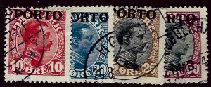 Denmark SC Porto J4-J7 Used F-VF hr. SCV$24.50...A World of Stamps!