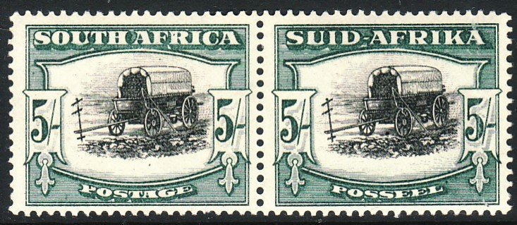 1949 South Africa Suid Afrika 5/ Ox Wagon issue MLH Sc# 65 CV: $45.00