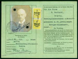 Germany Weimar 1929 Ausweis Photo ID Card Leipzig 2RM Revenue Stamps 66013