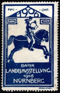 1906 Germany Poster Stamp Bavarian State Exhibition Nuremberg May-October