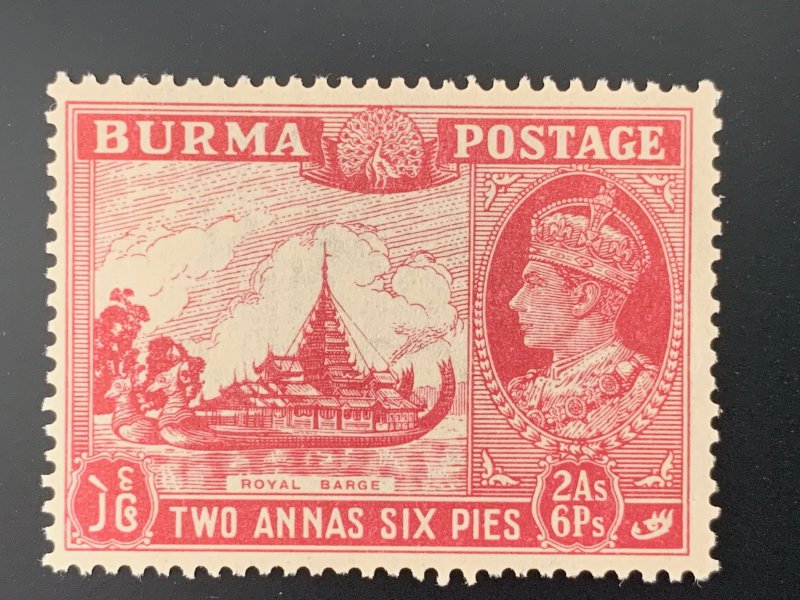 Burma 1938 2a6p scarce MNH/MUH! Scott 25 CV $16.00. Gibbons 25