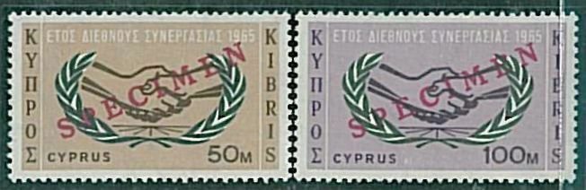 25999 - CYPRUS  - STAMPS  -  Int. Cooperation Year 1965: overprinted  SPECIMEN