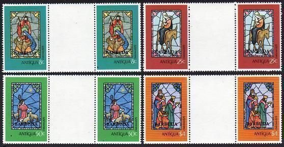 Barbuda 413-416 gutter,417,MNH.Michel 469-472,Bl.48. Christmas 1979.Windows.