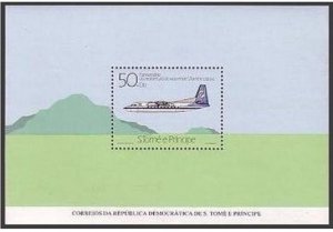 St Thomas & Prince Isls 779A, MNH. Michel 956 Bl.163. Fokker Friendship, 1985.