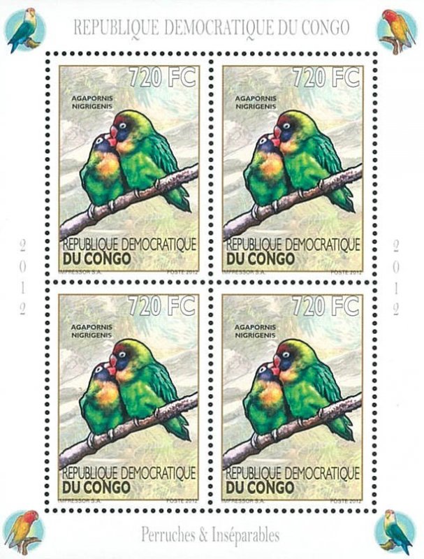 Democratic Republic of the Congo 2012 Imperf. Birds / Parakeets - Fauna & Flora-