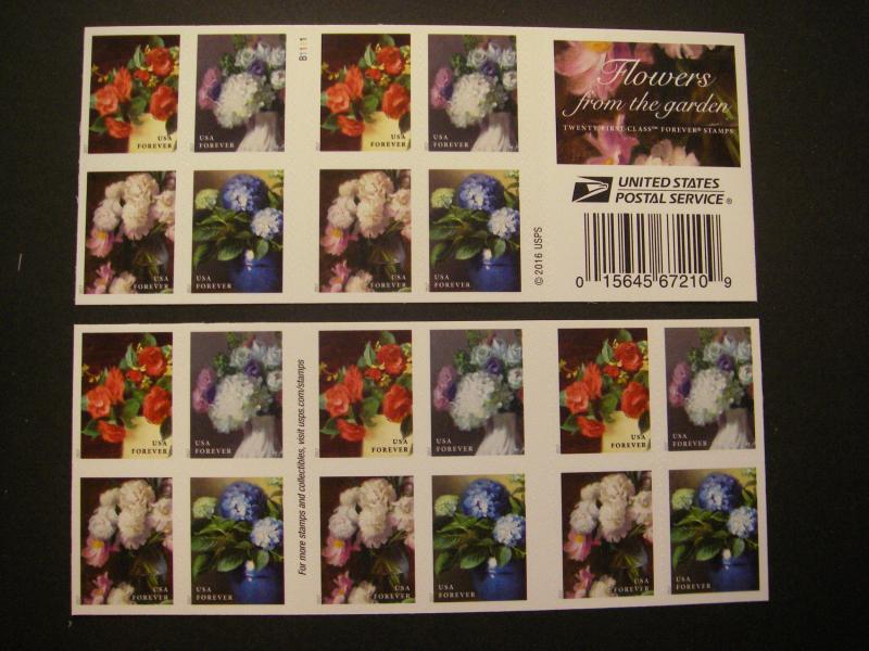 Scott 5237-40 or 5240b, Forever Flowers from the Garden, Pane of 20, #B1111, MNH