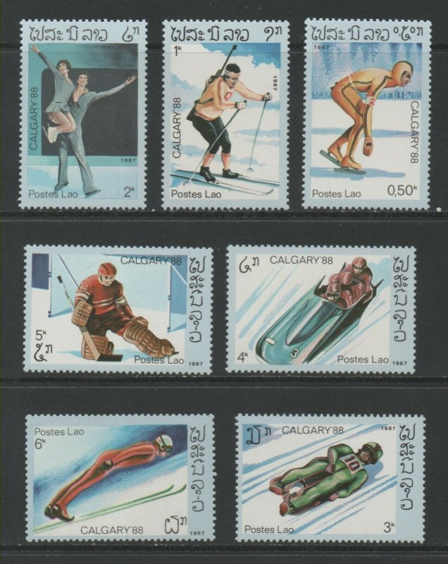 Thematic Stamps Sports - LAOS 1987 WINTER OLY 951/7 7v mint