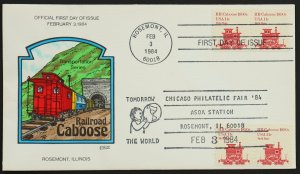 U.S. Used Stamp Scott #1905 11c Caboose (2 Pairs) Collins First Day Cover (FDC)