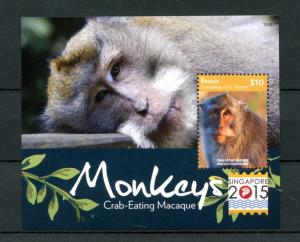 Bequia Grenadines St Vincent 2015 MNH Monkeys Macaque Singapore 2015 1v S/S