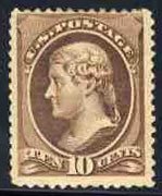 United States, 1870-1888 #209 Cat$190, 1881-82 10c brown, hinged