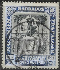 BARBADOS SG162a 1907 NELSON 2½d BLACK & ULTRAMARINE USED