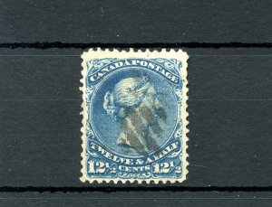 #28 Twelve & half cent 12 1/2c Very fine centerd DEEP BLUE Cat $200  used Canada