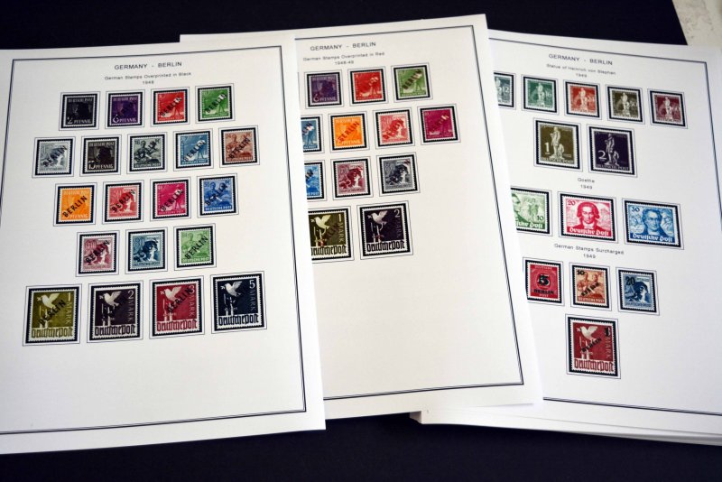 COLOR PRINTED GERMANY BERLIN 1948-1990 STAMP ALBUM PAGES (76 illustrated pages)