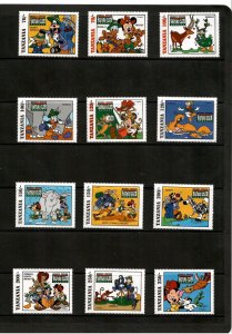 Tanzania 1994 - Disney - Safari Club - Mickey Mouse - Set of 12 Stamps - MNH