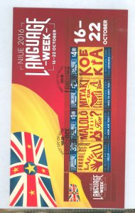Niue 942A 2006 Language week S/S of four stamps on an unaddressed cacheted FDC