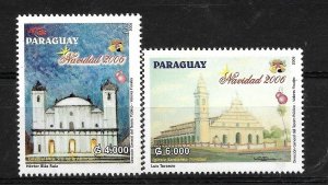 PARAGUAY 2006 CHRISTMAS  XMAS 2006 CASTLES SET OF 2 VALUES  MINT NH