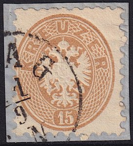 Austria - 1863 - Scott #26 - used on piece - Coat of Arms