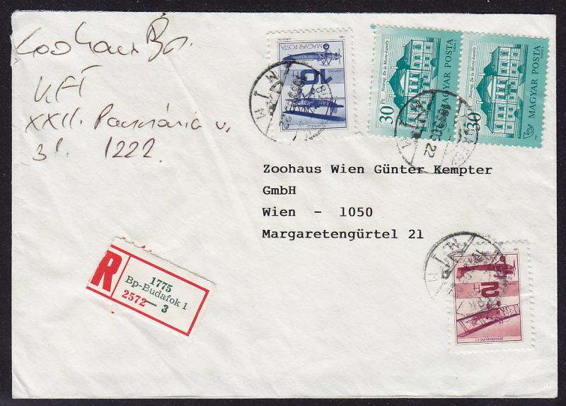 Hungary - 1987-1988 - Scott #3025 (pair), C449,C451 - cover to Austria