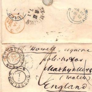 Germany States PRUSSIA RAILWAY MAIL *Deutz-Minden* TPO 1852 EL Cover Wales MM277