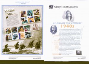 USPS COMMEMORATIVE PANEL 562 CELEBRATE THE CENTURY 1940S #3186 Sheet