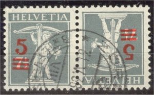 SWITZERLAND, TETE-BECHE STAMP 12317 7-1/2 on 5 Rp Tell Boy VFU