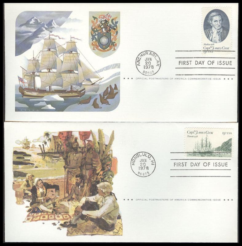 #1732-33 Captain James Cook POA FDC Set