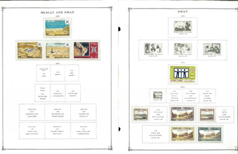 Oman MNH & H in Mounts & Postally Used Hinged on Scott International Pages.