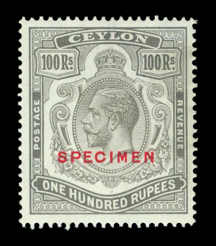 CEYLON 1924  KGV 100rs gray SPECIMEN ovpt. Sc# 246 (SG 359)  mint MLH VF