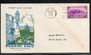 US #801 Puerto Rico FDC Pavois Cachet addr A381