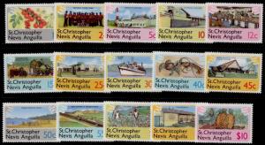 St Christopher Nevis Anguilla 355-69 MNH Fruit, Ship, Military, Agriculture