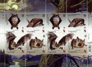 Ukraine 2016 WWF Bats sheetlet of 2 perforated sets MNH