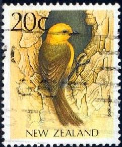 Bird, Yellowhead, New Zealand stamp SC#921 used