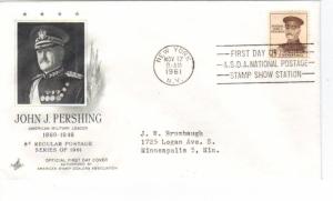 US 1042A (Me-5) 8c General John J. Pershing FDC Artcraft Cachet ECV $6.00