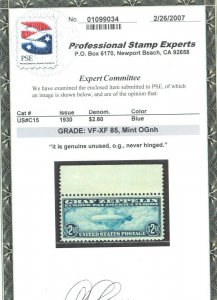 USA #C15 Very Fine - Extra Fine Never Hinged With Graded Certificate